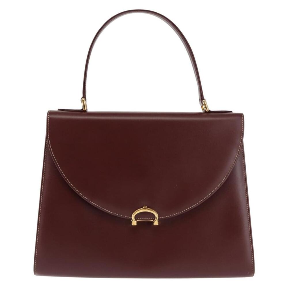 CARTIER Hand Bag Leather Bordeaux Gold Auth 146656 - Picture 13 of 16